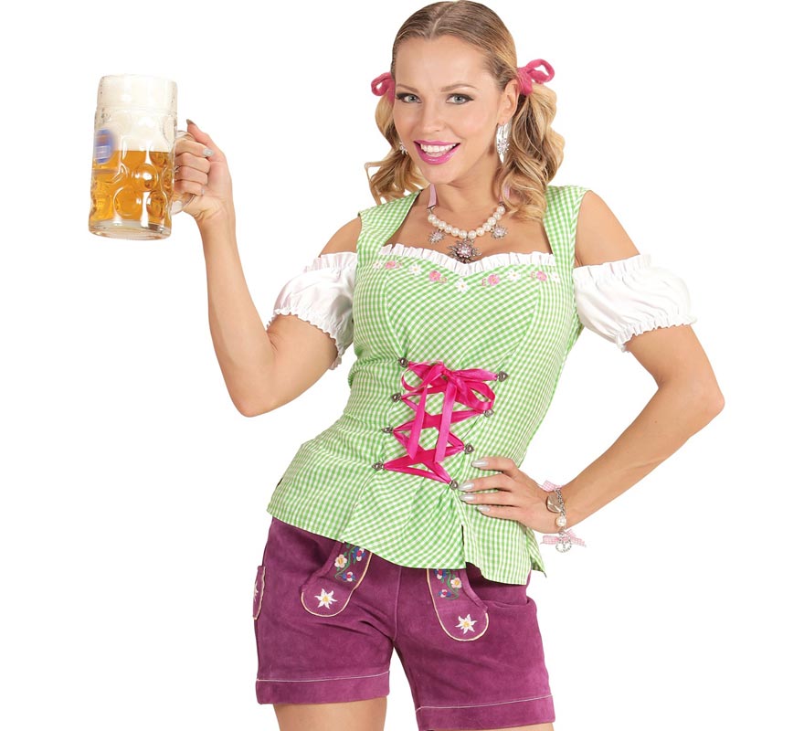 Translation missing: en.Blusa de Bávara verde y rosa para mujer