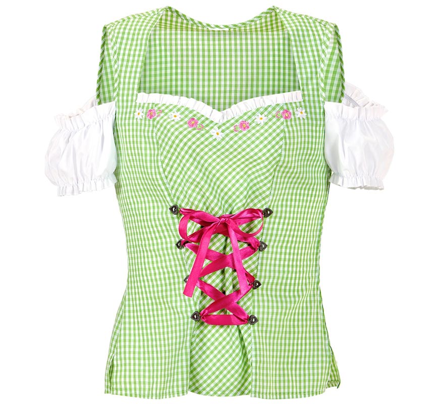 Blusa de Bávara verde y rosa para mujer