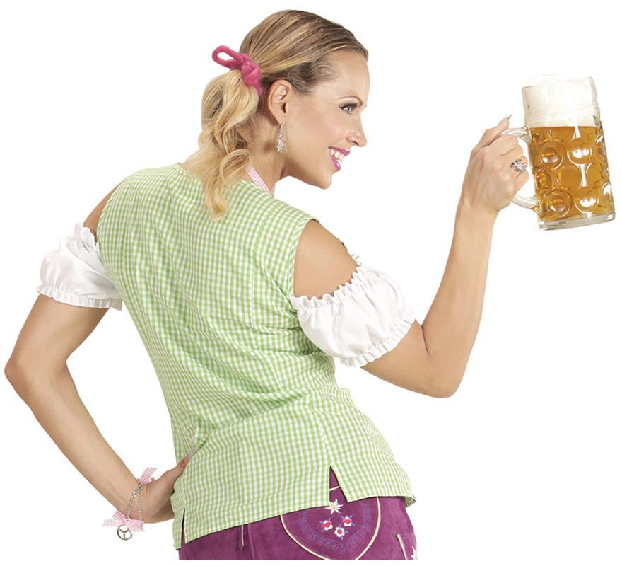 Blusa de Bávara verde y rosa para mujer
