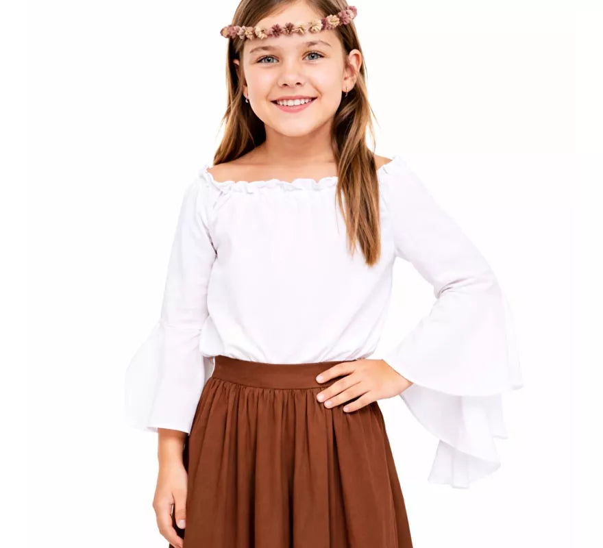 Translation missing: en.Blusa Medieval blanca con Volantes para niña