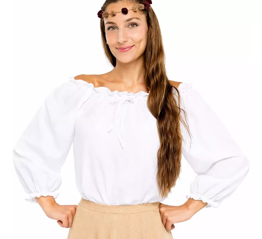 Blusa Medieval blanca para mujer