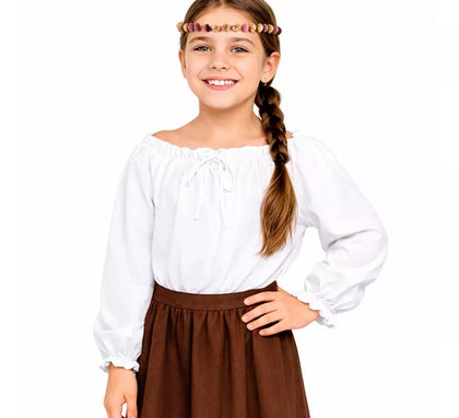 Blusa Medieval blanca para niña