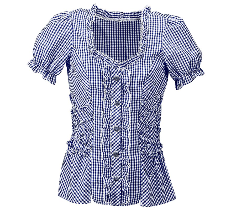 Translation missing: en.Blusa Vaquera o Bávara a cuadros azul para mujer