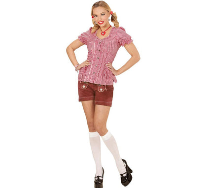 Blusa Vaquera o Bávara a cuadros roja para mujer