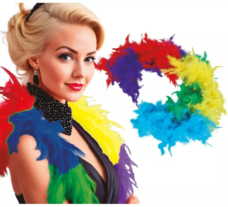 Boa de 40 gr de plumas Multicolor de 180 cm