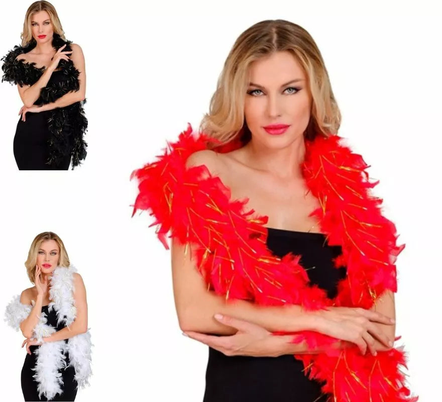 Translation missing: en.Boa de Plumas con espuma dorada de 1,80 m y 50 g en varios colores