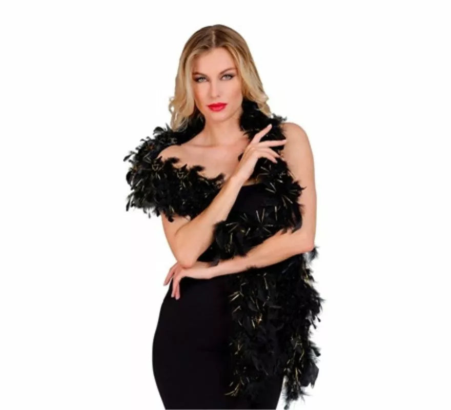 Boa de Plumas con espuma dorada de 1,80 m y 50 g en varios colores