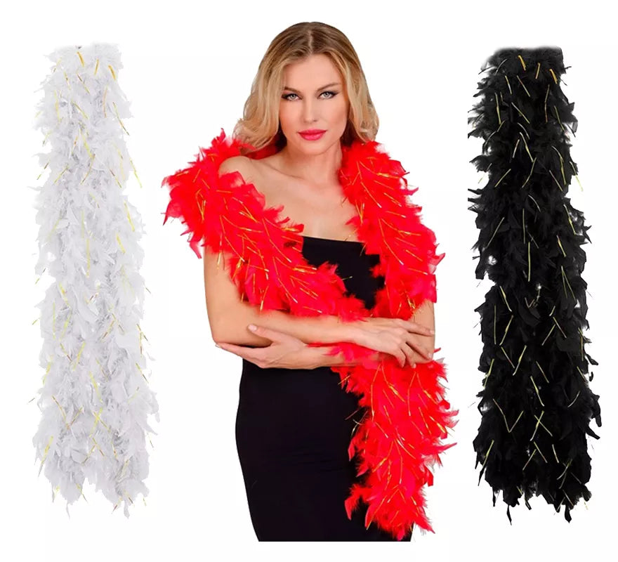 Translation missing: en.Boa de Plumas con Espuma dorada de 1,80 m y 80 g en varios colores