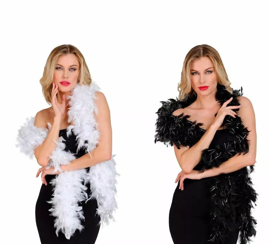Boa de Plumas con espuma plateada de 1,80 m y 50 g en varios colores
