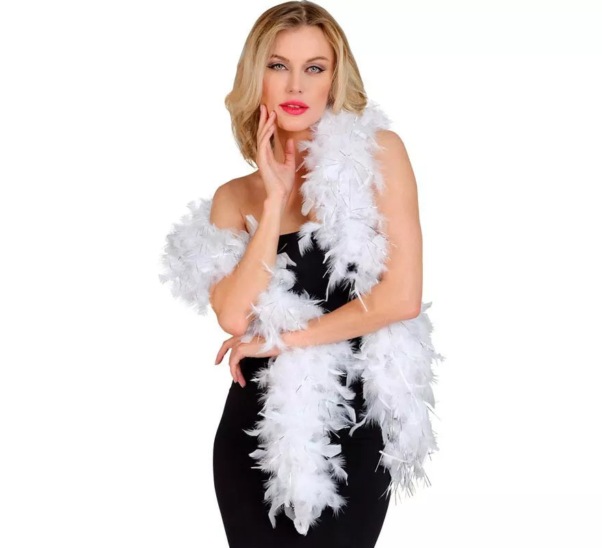Boa de Plumas con espuma plateada de 1,80 m y 50 g en varios colores