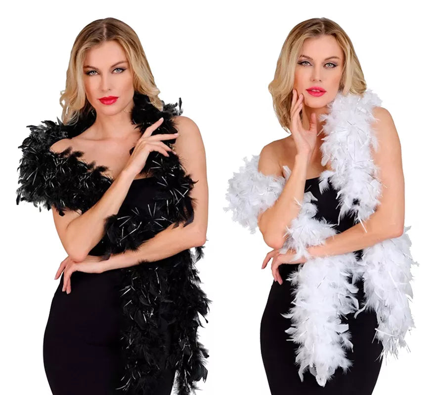 Boa de Plumas con Espuma plateada de 1,80 m y 80 g en varios colores