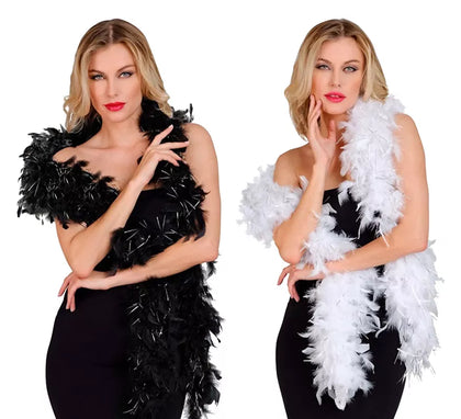 Boa de Plumas con Espuma plateada de 1,80 m y 80 g en varios colores