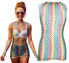 Women's Multicolored Fishnet Bodysuit