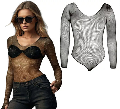 Body negro con Pedrería para mujer