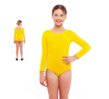 Body o Maillot amarillo manga larga para niña