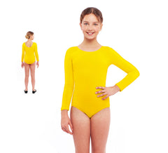 Yellow long sleeve bodysuit or jersey for girl