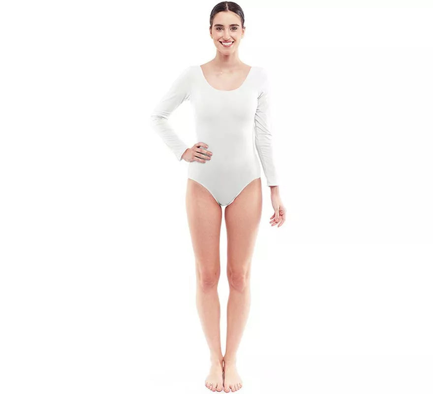 Body o Maillot blanco manga larga para mujer