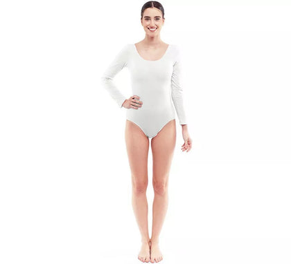 Body o Maillot blanco manga larga para mujer