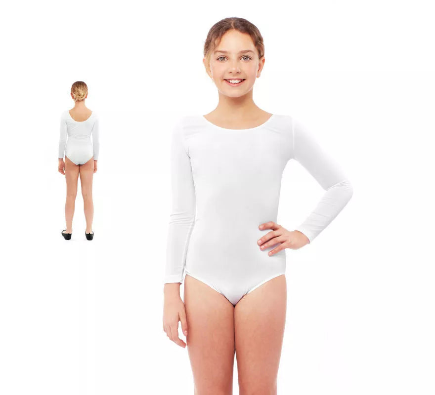 Translation missing: en.Body o Maillot blanco manga larga para niña