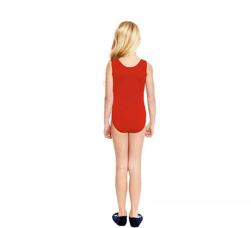 Translation missing: en.Body o Maillot con tirante ancho rojo para niña