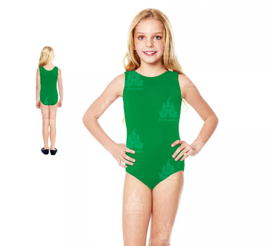 Translation missing: en.Body o Maillot con tirante ancho verde para niña