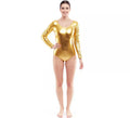 Body o Maillot dorado metalizado manga larga para mujer