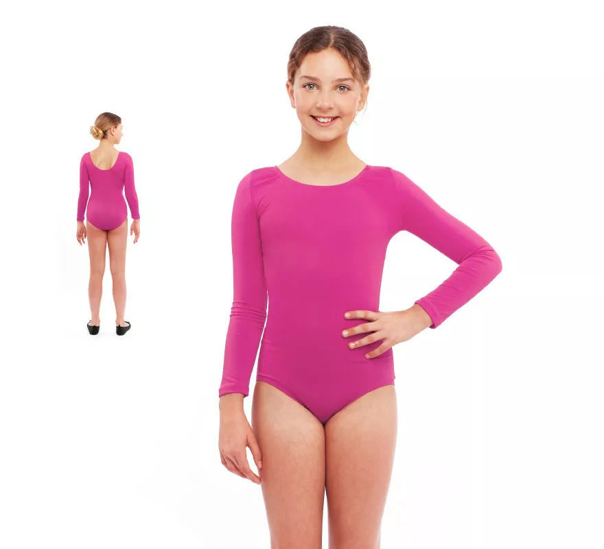 Translation missing: en.Body o Maillot fucsia manga larga para niña