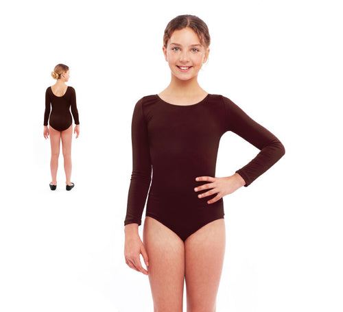 Body o Maillot marrón manga larga para niña
