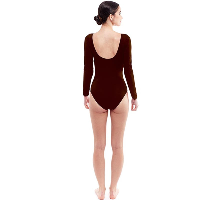 Translation missing: en.Body o Maillot marrón oscuro manga larga para mujer
