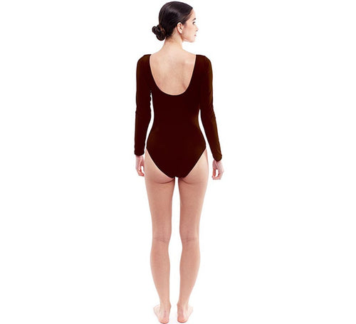Body o Maillot marrón oscuro manga larga para mujer