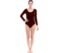 Body o Maillot marrón oscuro manga larga para mujer