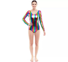 Multicolor metallic bodysuit or leotard for women