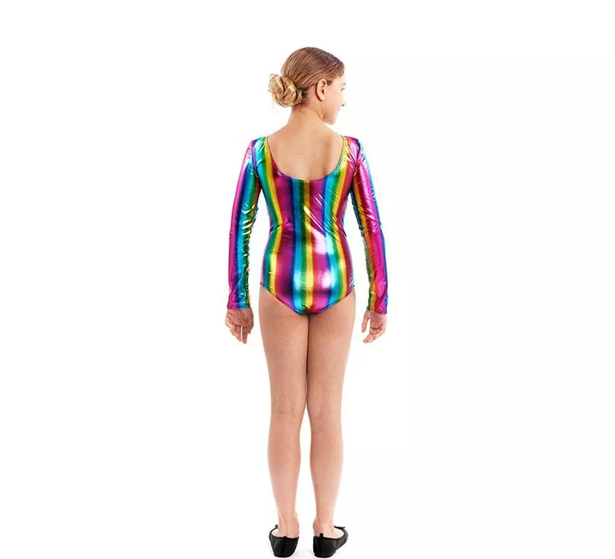 Translation missing: en.Body o Maillot multicolor metal manga larga para niña