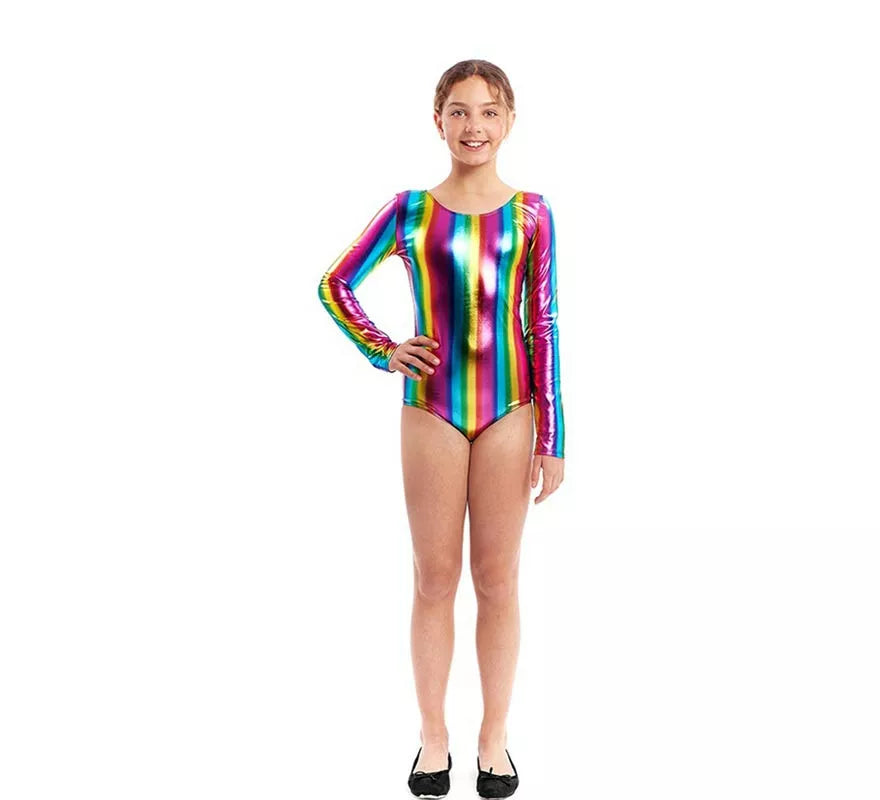Body o Maillot multicolor metal manga larga para niña