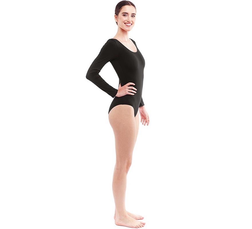 Body o Maillot negro manga larga para mujer
