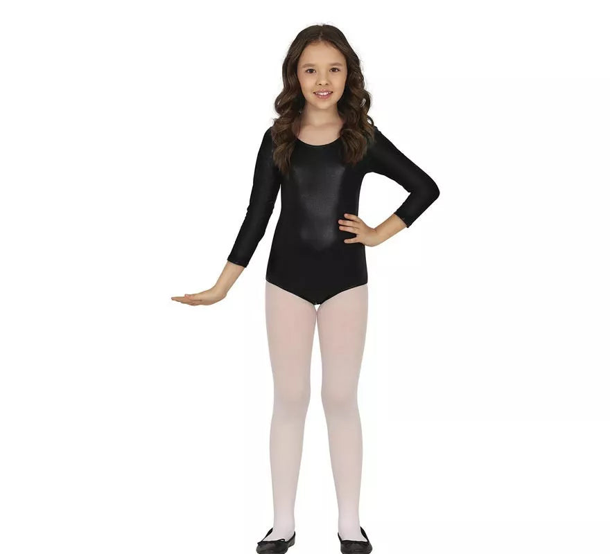 Translation missing: en.Body o Maillot Negro Metalizado manga larga para niños