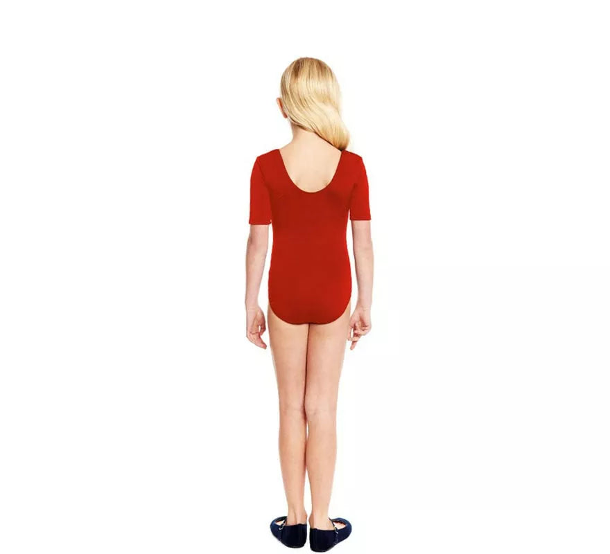 Body o Maillot rojo manga corta para niña