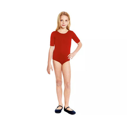 Body o Maillot rojo manga corta para niña
