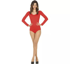 Red long sleeve bodysuit or jersey for women