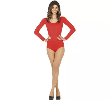 Body o Maillot Rojo manga larga para mujer