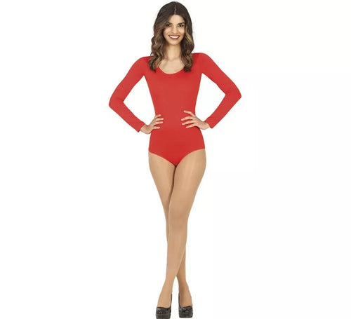 Body o Maillot Rojo manga larga para mujer