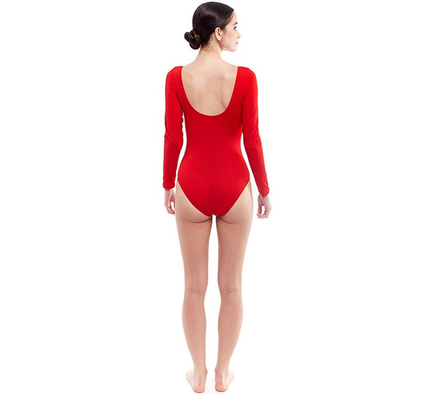 Body o Maillot rojo manga larga para mujer