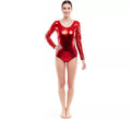 Body o Maillot rojo metal manga larga para mujer