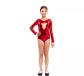 Body o Maillot rojo metal manga larga para niña