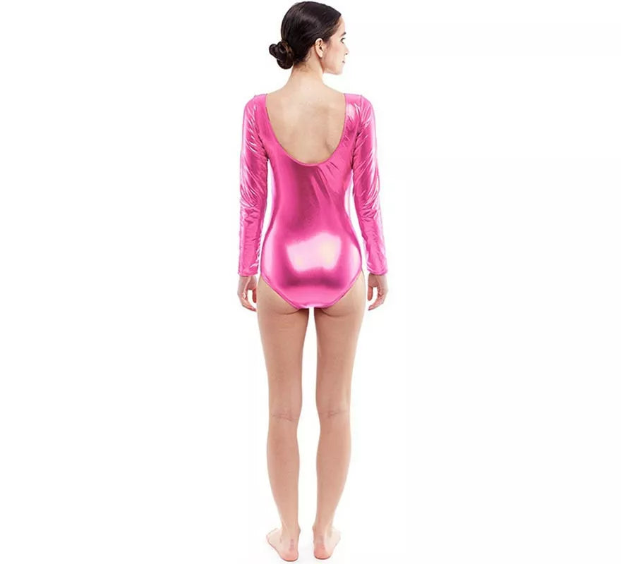 Translation missing: en.Body o Maillot rosa metal manga larga para mujer