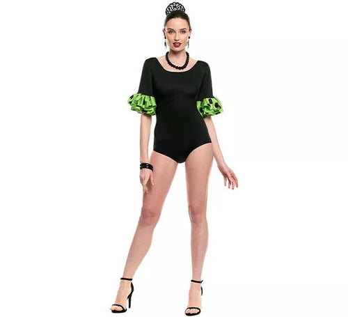 Body o maillot Sevillana con Volante Lunar negro y verde para mujer