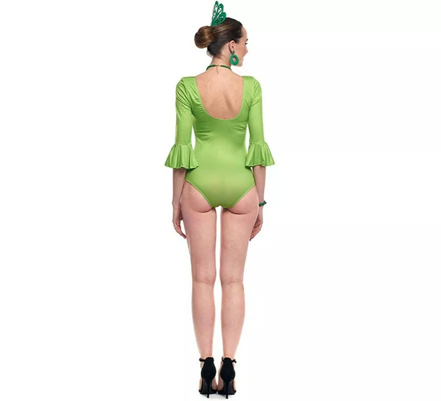 Body o maillot Sevillana Licra con Volante verde para mujer