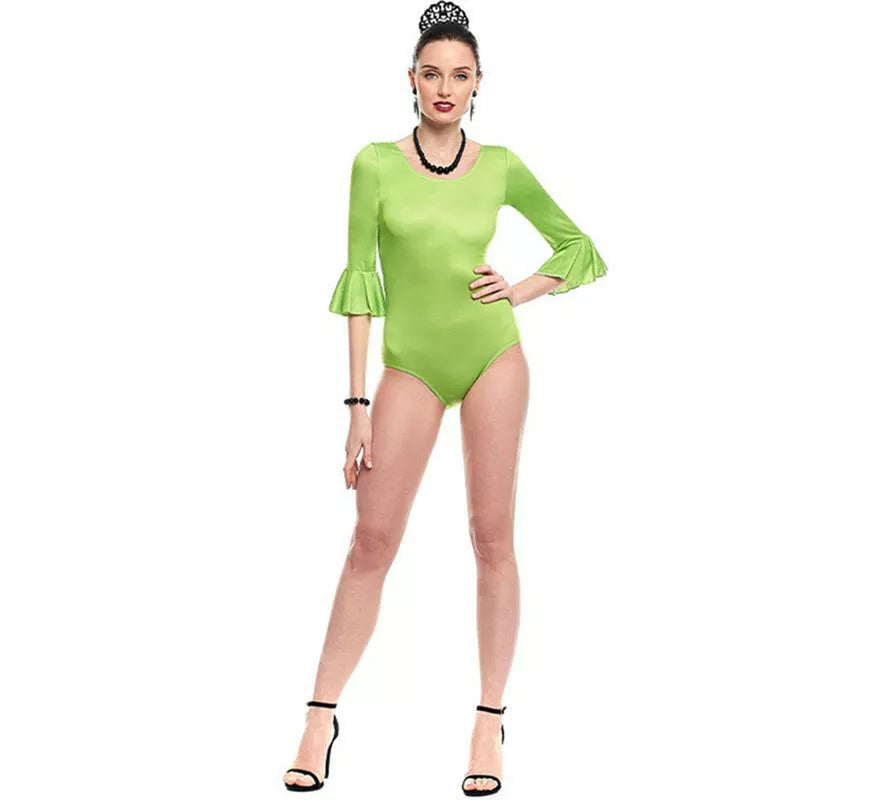 Translation missing: en.Body o maillot Sevillana Licra con Volante verde para mujer