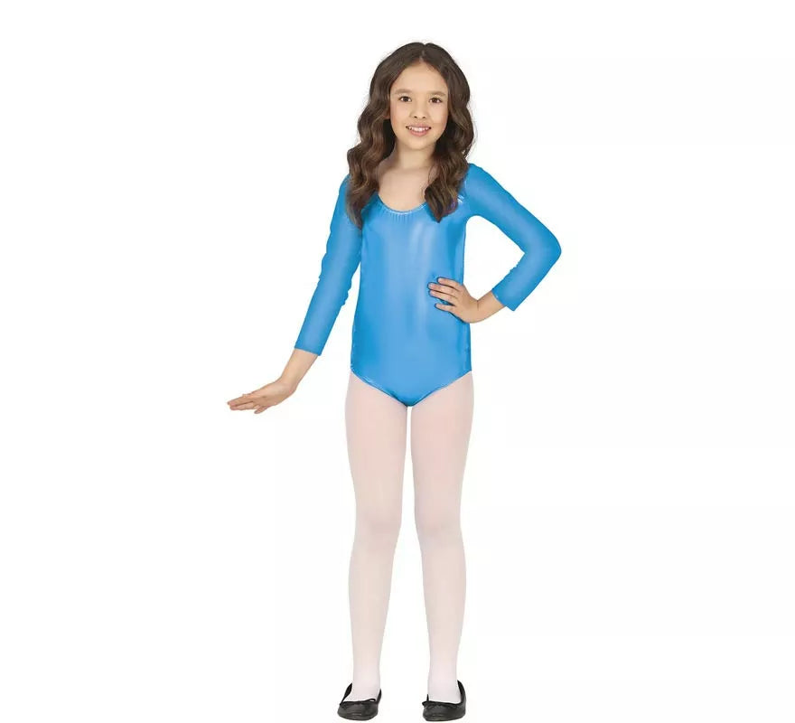 Translation missing: en.Body o Maillot Turquesa Metalizado manga larga para niños
