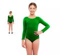Body o Maillot verde manga larga para niña
